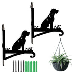 Wirehaired dog metal hanging basket bracket mounted on outdoor wall for plant decoration