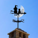 Witch cats metal weather vane with directional arrows and mounting rod, outdoor roof and garden decoration