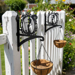 Witch portrait metal hanging basket bracket mounted on outdoor wall for plant decoration