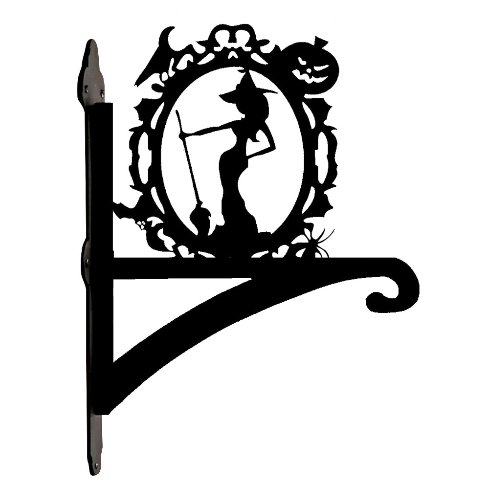 Witch portrait metal hanging basket bracket mounted on outdoor wall for plant decoration