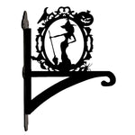 Witch portrait metal hanging basket bracket mounted on outdoor wall for plant decoration
