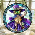 Wizard frog stained glass suncatcher window hanging, suitable for home and garden decoration