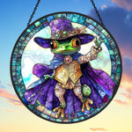 Wizard frog stained glass suncatcher window hanging, suitable for home and garden decoration