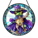 Wizard frog stained glass suncatcher window hanging, suitable for home and garden decoration