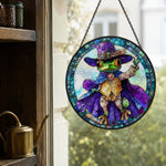 Wizard frog stained glass suncatcher window hanging, suitable for home and garden decoration