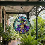 Wizard frog stained glass suncatcher window hanging, suitable for home and garden decoration