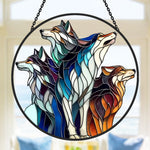 Wolf Pack stained glass suncatcher window hanging, suitable for home and garden decoration