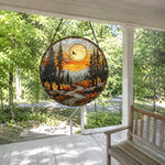 Woodland moon flying bird stained glass suncatcher window hanging, suitable for home and garden decoration