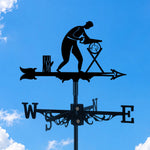 Woodworker metal weather vane with directional arrows and mounting rod, outdoor roof and garden decoration