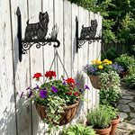 Yorkshire terrier metal hanging basket bracket mounted on outdoor wall for plant decoration