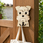 Wooden yorkshire terrier dog wall hook key and leash holder for home entryway organizer