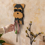 Wooden yorkshire terrier dog wall hook key and leash holder for home entryway organizer