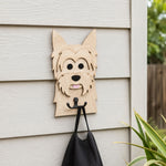 Wooden yorkshire terrier dog wall hook key and leash holder for home entryway organizer